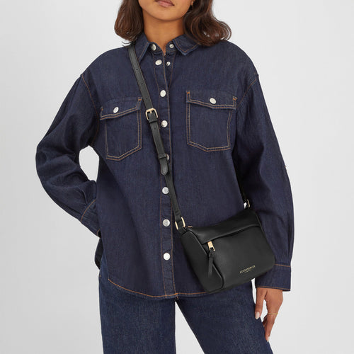 Black Zip Front Sling Bag