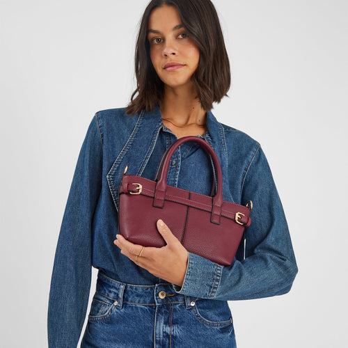 Maroon Buckle Strap Handbag