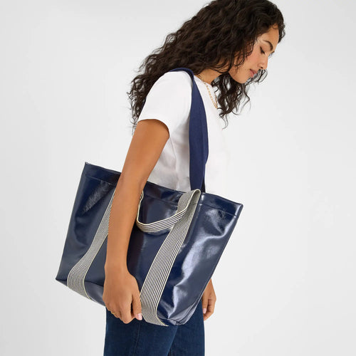 Double Strap Patent Shopper Bag
