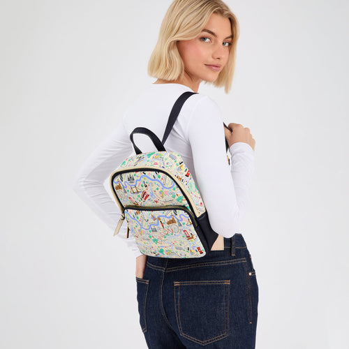 Multi-Color London Print Backpack
