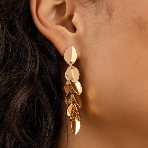 Gold Leaf Drop Earrings