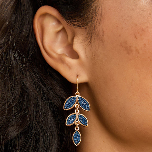 Beaded Leaf Drop Earrings