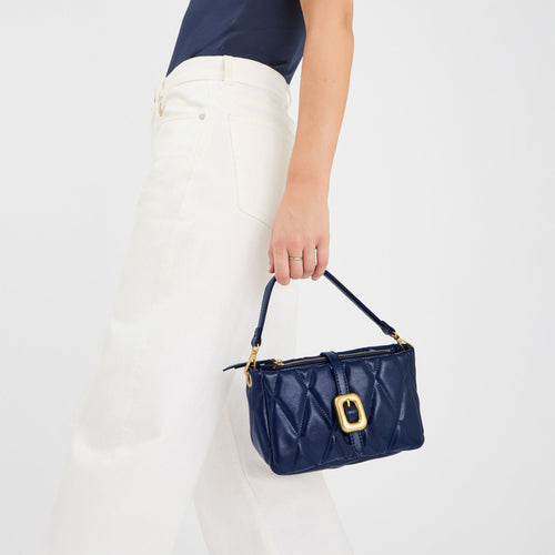 Blue Chunky Quilted Sling Bag