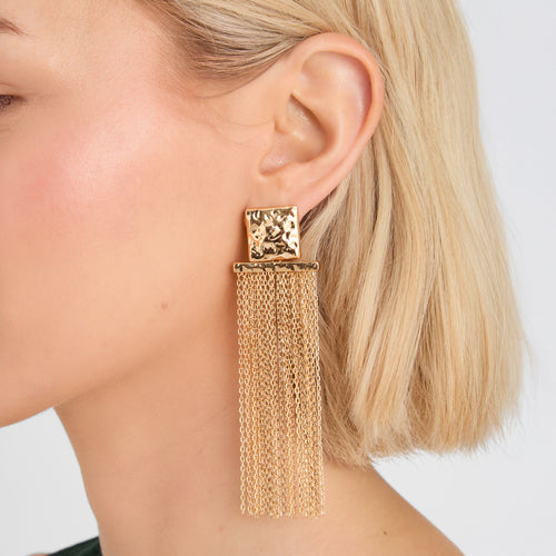 Molten Square Chain Drop Earrings