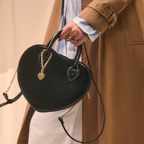 Black Patent Heart Handheld Sling