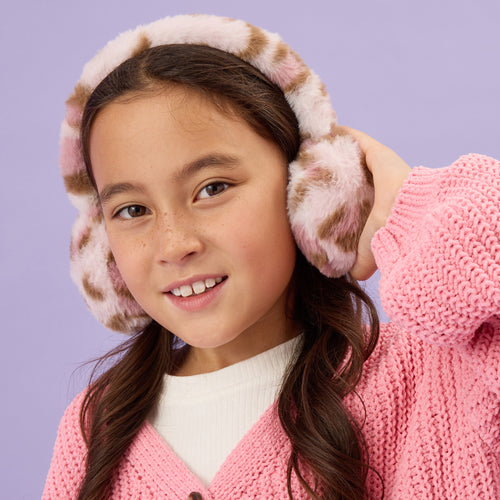 Girls Faux Fur Leopard Print Earmuffs