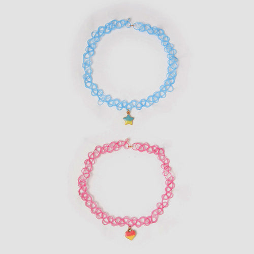 Kids Girls Heart Choker Necklaces Set Of 2