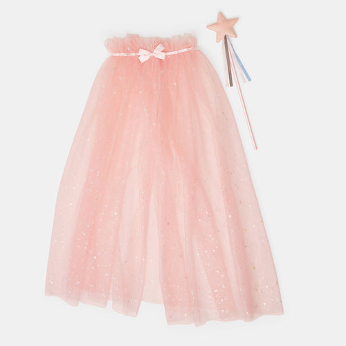 Kids Tulle Fairy Cape & Wand Set