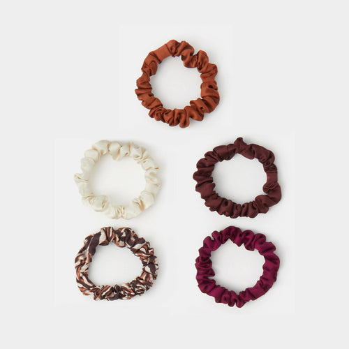 Pack of 5 Skinny Chocolate Hair Scrunchies