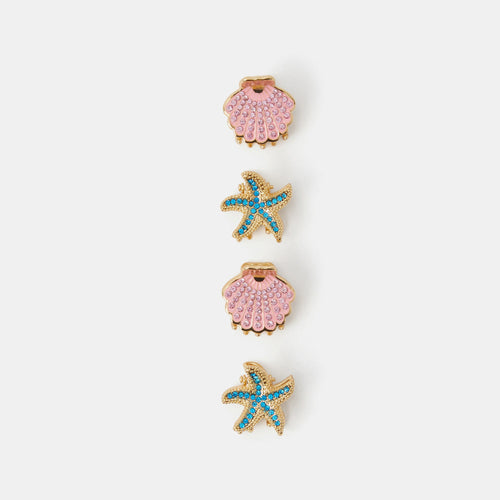 Set Of 4 Mini Gem Starfish Hair Claw Clip