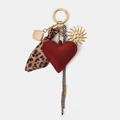 Red Leopard Heart Bag Charm