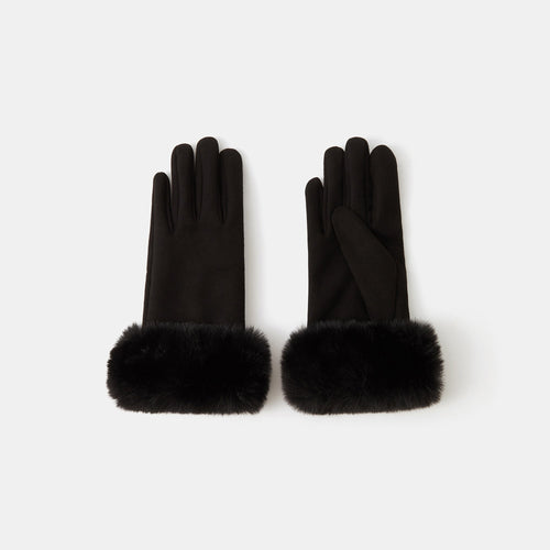 Suedette Cuff Gloves Black