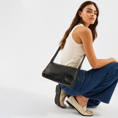 Black Green Plain Sling Bag