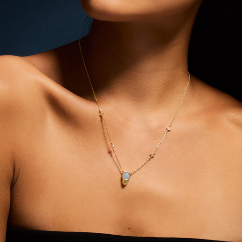 14K Gold-Plated Star Stone Pendant Necklace