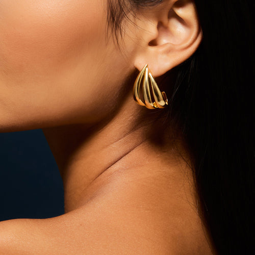 14K Gold-Plated Triple Hoop Earrings