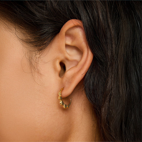 14k Real Gold-Plated Heart Hoop Earrings