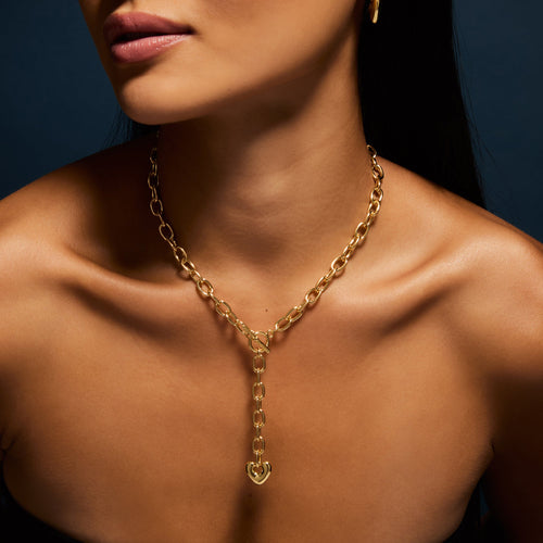 14K Gold-Plated Heart Pendant Chain Necklace