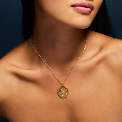 14K Gold-Plated Celestial Sunbeam Pendant Necklace
