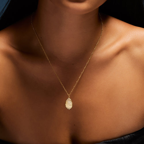14K Gold-Plated Drusy Pendant Necklace
