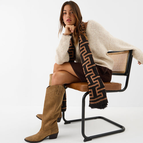 Geometric Print Blanket Scarf