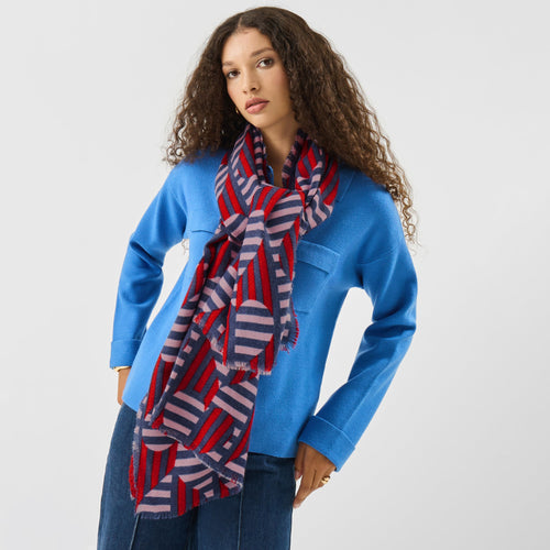 Lightweight Heart Stripe Scarf