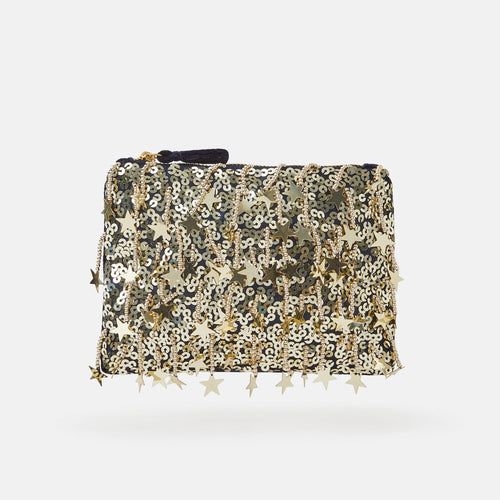 Gold Star Sequin Pouch