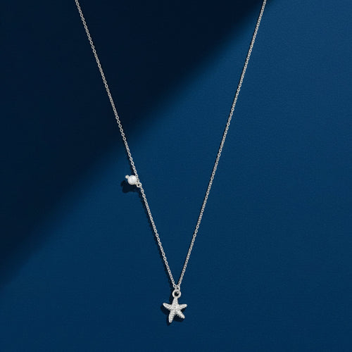 925 Sterling Silver Starfish Pendant Necklace