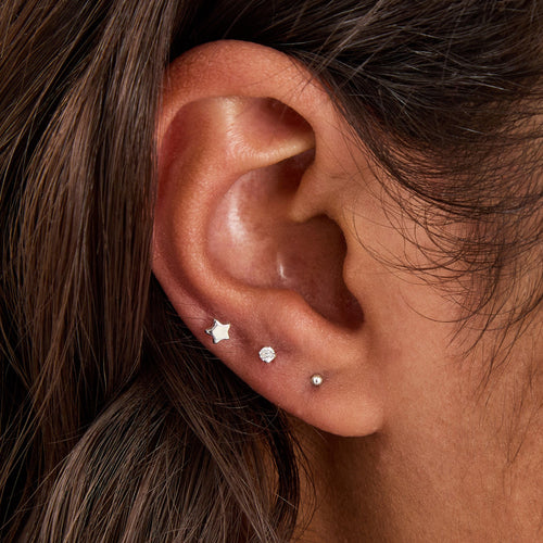 925 Sterling Silver Star Stud Earrings Pack Of 3