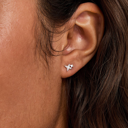 925 Sterling Silver Star Climber Stud Earrings