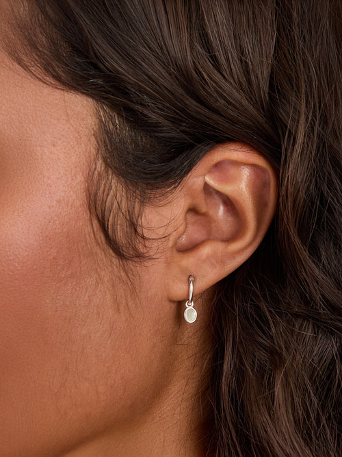 925 Sterling Silver Healing Stone Hoop Earrings Clear