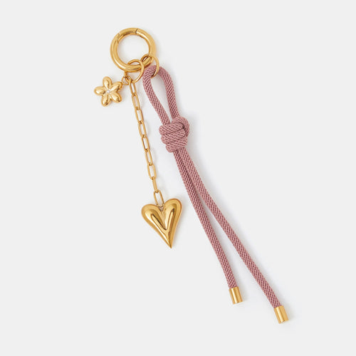 Stainless Steel Heart & Cord Bag Charm