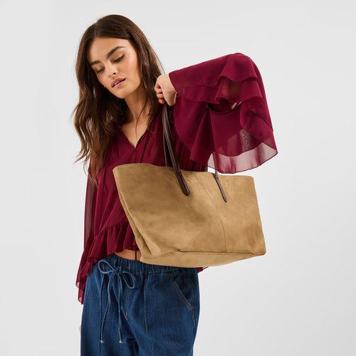 Cream Suedette Tote Bag