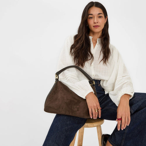 Brown Slouchy Suedette Shoulder Bag