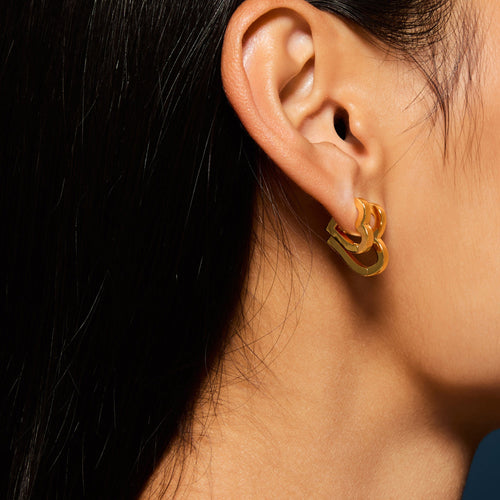 14K Gold-Plated Heart Hoop Earrings Pack Of 2
