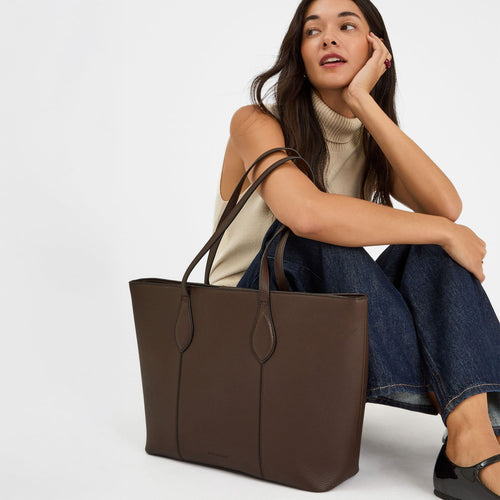 Brown Large Laptop Tote Bag