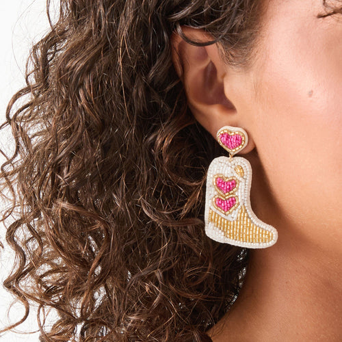 Beaded Cowboy Boot Drop Earrings