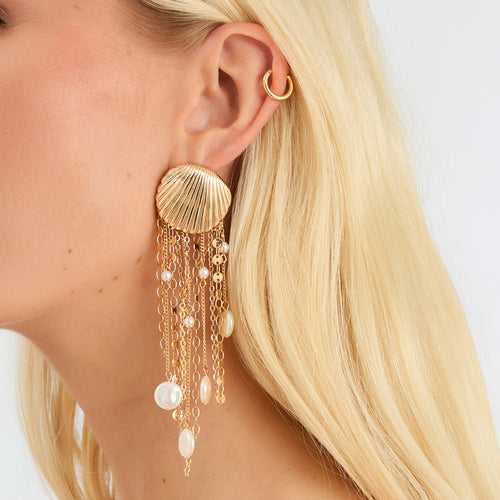 Statement Seashell Drop Earrings