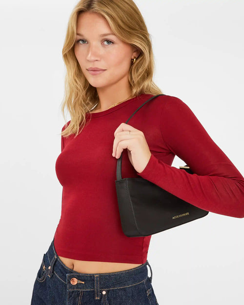 Black Satin Shoulder Bag