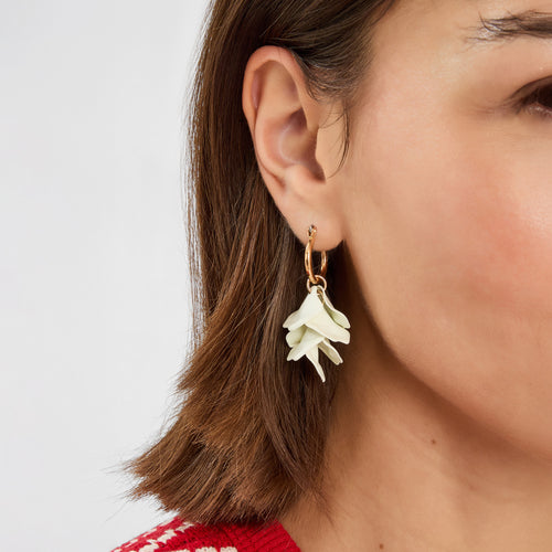 Flower Drop Hoop Earrings