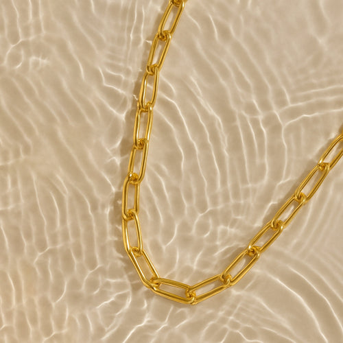 Waterproof Gold-Plated Stainless Steel Chunky Link Necklace