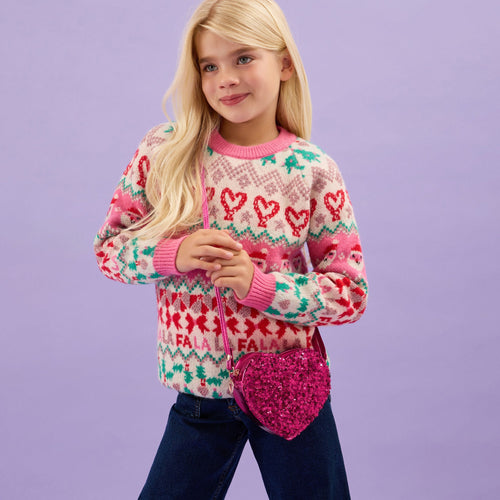 Kids Girls Sequin Heart Bag