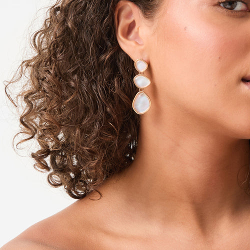 Accessorize London Women's Mother of Pearl Triple Drop Earrings