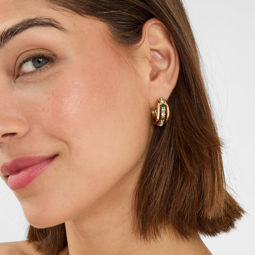 Gemstone Triple Hoop Earrings