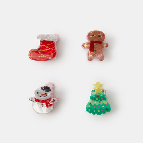 Kids Mini Christmas Claw Clips Set Of 4