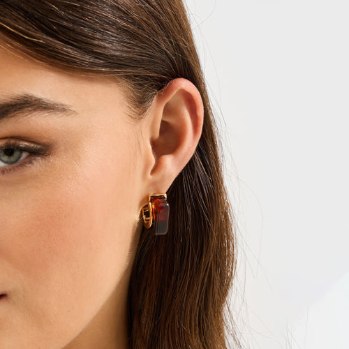 Accessorize London Women's Chunky Square Resin Hoop Earrings