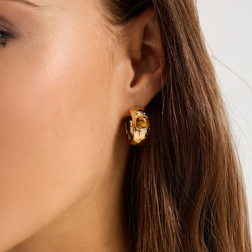 Resin Stone Hoop Earrings