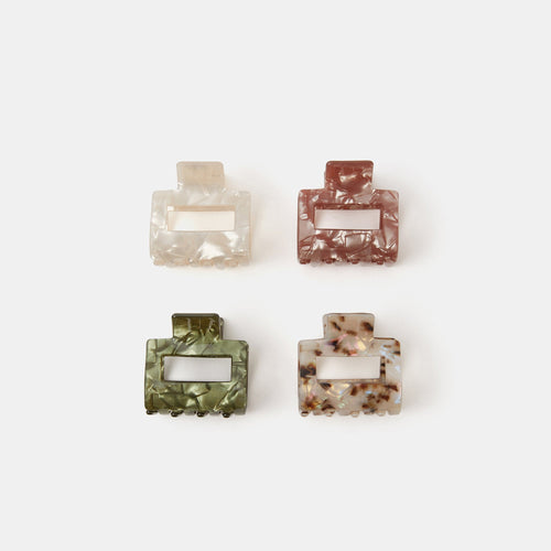 Set Of 4 Resin Square Hair Claw Clip