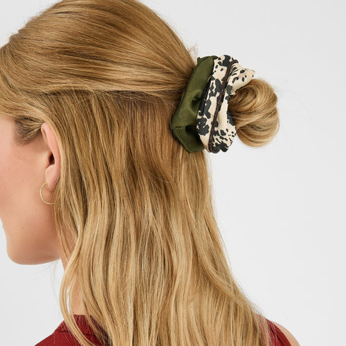 Pack of 2 Mix Cow Print Hair Scrunchies