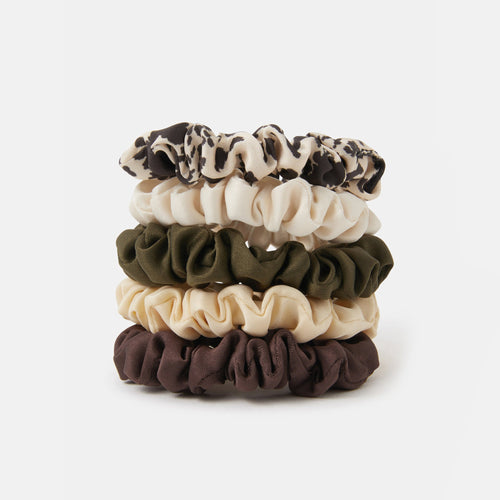 Pack of 5 Mix Dark Multi Skinny Hair Scrunchies