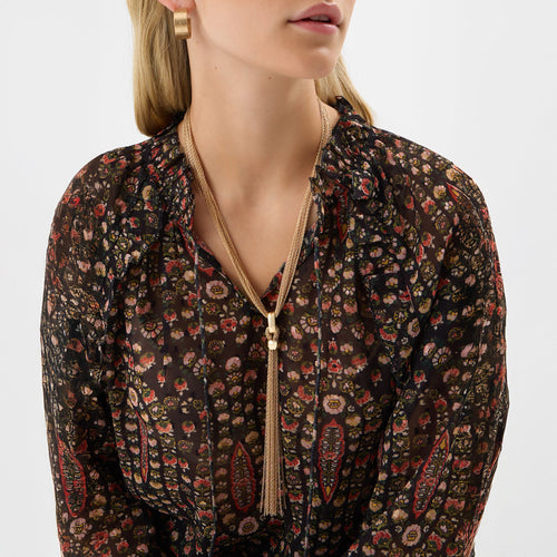 Chain Mail Lariat Tassel Necklace
